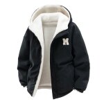 Manteau rversible en velours ctel homme / femme adulte col capuche - noir