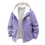 Manteau rversible en velours ctel homme / femme adulte col capuche - violet