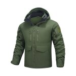 Manteau tactique homme epaise chaude hiver exterieur multi - poches a capuche - vert - vert Manteau tactique homme epaise chaude hiver exterieur multi - poches a capuche - vert - vert