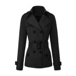 Manteau vitata femme automne / hiver - trench - coat ample croisé décontracté - noir Manteau vitata femme automne / hiver - trench - coat ample croisé décontracté - noir