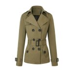 Manteau vitata femme automne / hiver - trench - coat ample croisé décontracté - vert armée Manteau vitata femme automne / hiver - trench - coat ample croisé décontracté - vert armée