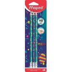 Maped - 6 crayons graphite hb2 pixel party - embout gomme - crayons  papier avec une forme triangulaire ...