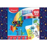 Maped - kit de coloriage 100 pices - 24 crayons de couleur + 24 feutres + 24 crayons de cire + 12 plastic ...
