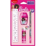 Maped - kit traage barbie 4 pices : 1 rgle 15cm 1 taille - crayons 1 gomme tube et 1 crayon graphite ...