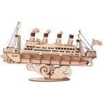 Maquette en bois robotime 3d puzzle cruise ship - rolife - 145 pices - pour adultes et enfants