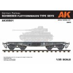 Maquette train maquette wagon german railway schwerer plattformwagen type ssys ak interactive35501 1:35 ...