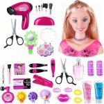 Maquillage coiffure poupe jouet 35 pcs tete  coiffer et maquiller enfant pretend playset jeu de rle ...