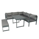 Marbella - salon de jardin gris fonc 6 places canap + banc