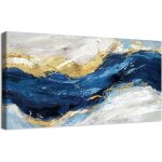 Marbrures bleu or avec diy cadre impression sur toile abstrait bleu sarcelle gris tableau affiche decoration ...