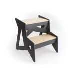 Marchepied en bois - ewart woods - escabeau 2 marches - gris