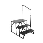 Marchepieds pour camping - cars - vevor - 3 marches - charge 19958 kg - acier au carbone paissi - antidrapan ...
