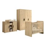 Marco - chambre b�b� lit 60x120cm + meuble � langer + armoire 3p aspect ch�ne clair