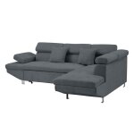 Margaux - canap� dangle droit 5 places convertible avec coffre et t�ti�res r�glables en velours textur� ...