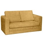 Marilia - canap� 2 places convertible d�plimousse en velours textur� - jaune