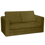 Marilia - canap� 2 places convertible d�plimousse en velours textur� - vert olive