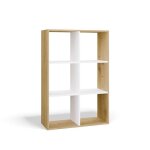 Marion - tagre modulable 6 cubes - bibliothque 6 cases - 110x30x75 cm - artisan et blanc