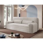 Marius - canap� droit 3 places convertible avec coffre en velours c�tel� - beige