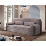 Marius - canap� droit 3 places convertible avec coffre en velours c�tel� - taupe