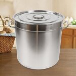 Marmite inox 50l grande casserole avec poign�es fond plat couvercle escamotable
