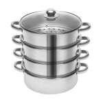 Marmite � vapeur en acier inoxydable 5 niveaux avec couvercle en verre - casserole dim sum ustensiles ...