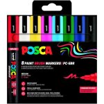 Marqueurs posca - pc - 5br - pointe pinceau moyenne - 8 couleurs assorties