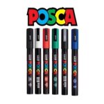 Marqueur - uni posca - pc - 5m - lot de 6 - pointe conique 25 mm - couleurs varies