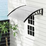 Marquise de porte exterieur - relax4life - 102x99cm - auvent porte d?entre en polycarbonate - protection ...