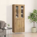 Marron armoire haut / vitrine haut - armoire console meuble de rangement 2 pcs ch�ne artisanal 695 x ...