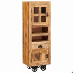 Marron armoire haut / vitrine haut - armoire console meuble de rangement marron 40 x 30 x 1205cm - bois ...