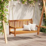 (marron)banc suspendu 2 places 110x56x58 cm en bois massif dacacia - utilisation ext�rieure 684039
