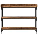 Marron table console - clarence - meuble couloir - avec �tag�re bois ancien 100x30x80 cm - cc1081