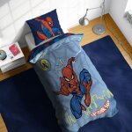 Marvel spiderman pouvoir de hros 100% coton parure de lit simple - inclus taie doreiller 50 x 70 cm