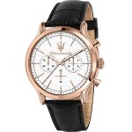 Montre chronographe - maserati - epoca - 42mm - 10atm - cuir noir