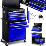 Masko chariot servante d?atelier chariot  outils 9 tiroirs verrouillables avec serrure bleu