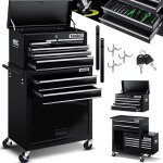 Masko chariot servante d?atelier chariot  outils 9 tiroirs verrouillables avec serrure noir