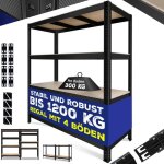 Masko® Étagère charges lourde en métal max. 1200kg Étagère de stockage & rangement à 4 niveaux pour garage ... Masko® Étagère charges lourde en métal max. 1200kg Étagère de stockage & rangement à 4 niveaux pour garage ...