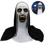 Masque dhorreur de nonne pour halloween costume effrayant en latex avec foulard pour ftes et cosplay ...