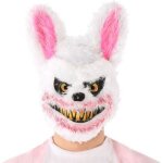 Masque halloween lapin horreur atosa - blanc et rose - adulte