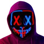 Masque dhalloween led light lumire - biencome - bleu rouge - adulte - extrieur