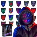 Masque led lumineux 50 motifs anims & statiques - dtection gestes recharge usb - c - cosplay ftes ...