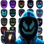 Masque lumineux  led avec dtection de gestes 50 motifs visage lumineux  led pour halloween cosplay ...