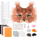 Masque therian chat kit 6 pi�ces masque de chat blanc autocollants en diamant euilles de feutre pour ...