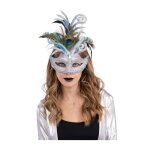 Masque vnitien argent glitter plastique adulte gris argent