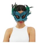 Masque visage - ptit clown - loup - bleu - plumes - �cailles