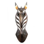 Masque z�bre en bois 50cm. d�coration murale exotique africaine