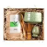 Matcha kit coffret cadeau poudre thé 100g bol rokku 500 ml bambou chasen fouet Matcha kit coffret cadeau poudre thé 100g bol rokku 500 ml bambou chasen fouet