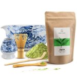 Matcha kit th� mary rose 100g accessoires matcha bol en c�ramique bleu blanc dragon 350?ml bambou fouet ...
