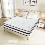 Matelas 140x190 cm hybride 25 cm - ressorts ensach�s + m�moire de forme 10 zones h3 mi - ferme respirant ...