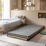 Matelas d?appoint en mousse 8 cm simplicit� - 70x190 - gris - fabriqu� en france - terre de nuit