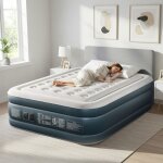 Matelas gonflable 2 personnes pompe �lectrique int�gr�e?avec dessus floqu� doux pour camping maison 203 ...